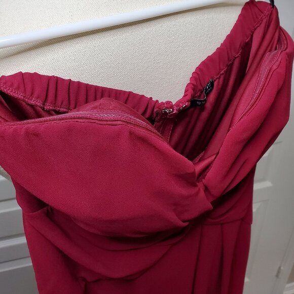 TFNC Chiffon Strapless Bridesmaid Maxi Dress in Fuchsia Size S - Picture 6 of 6